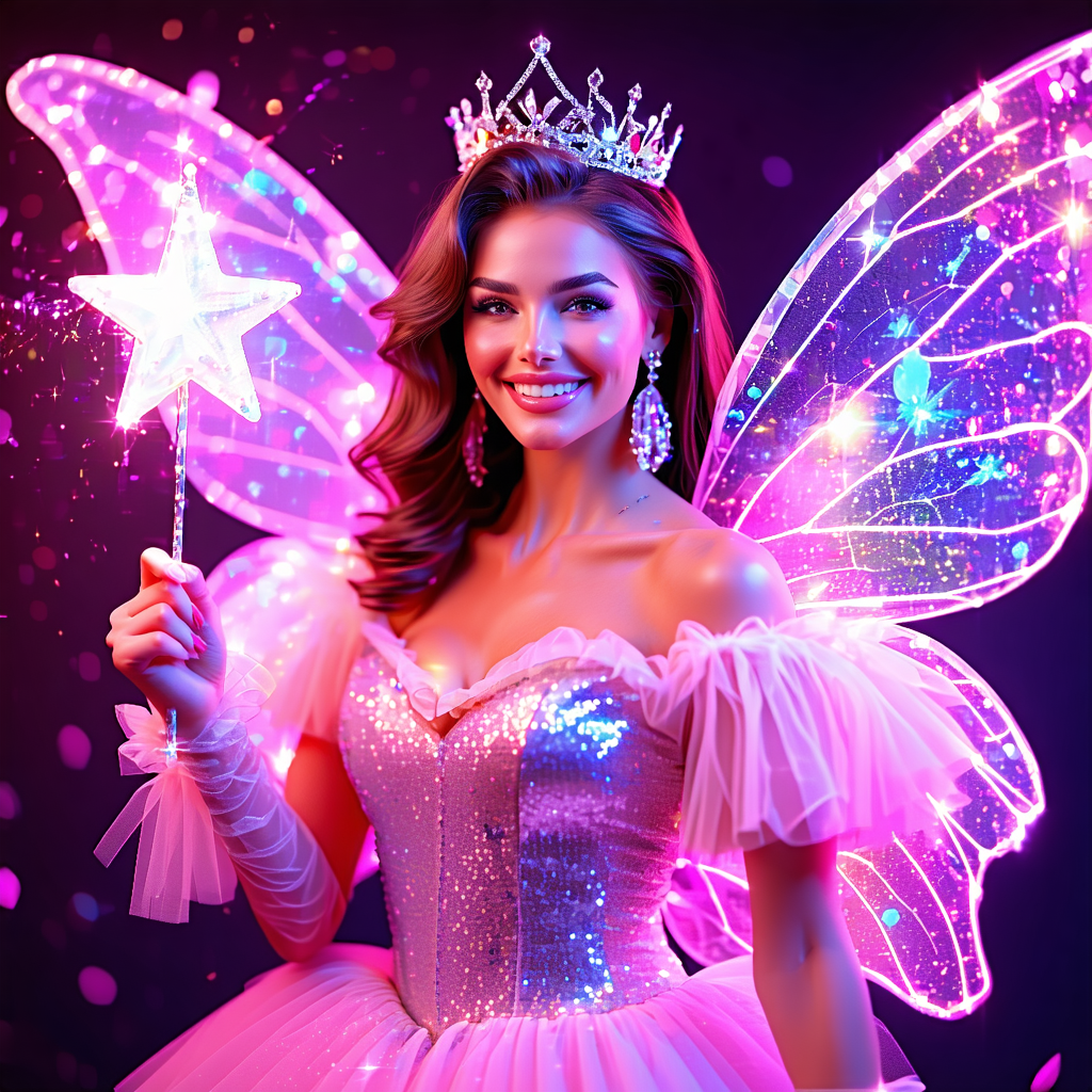 LAiDIES FAiRY GODMOTHER portrait with pink sparkle styling