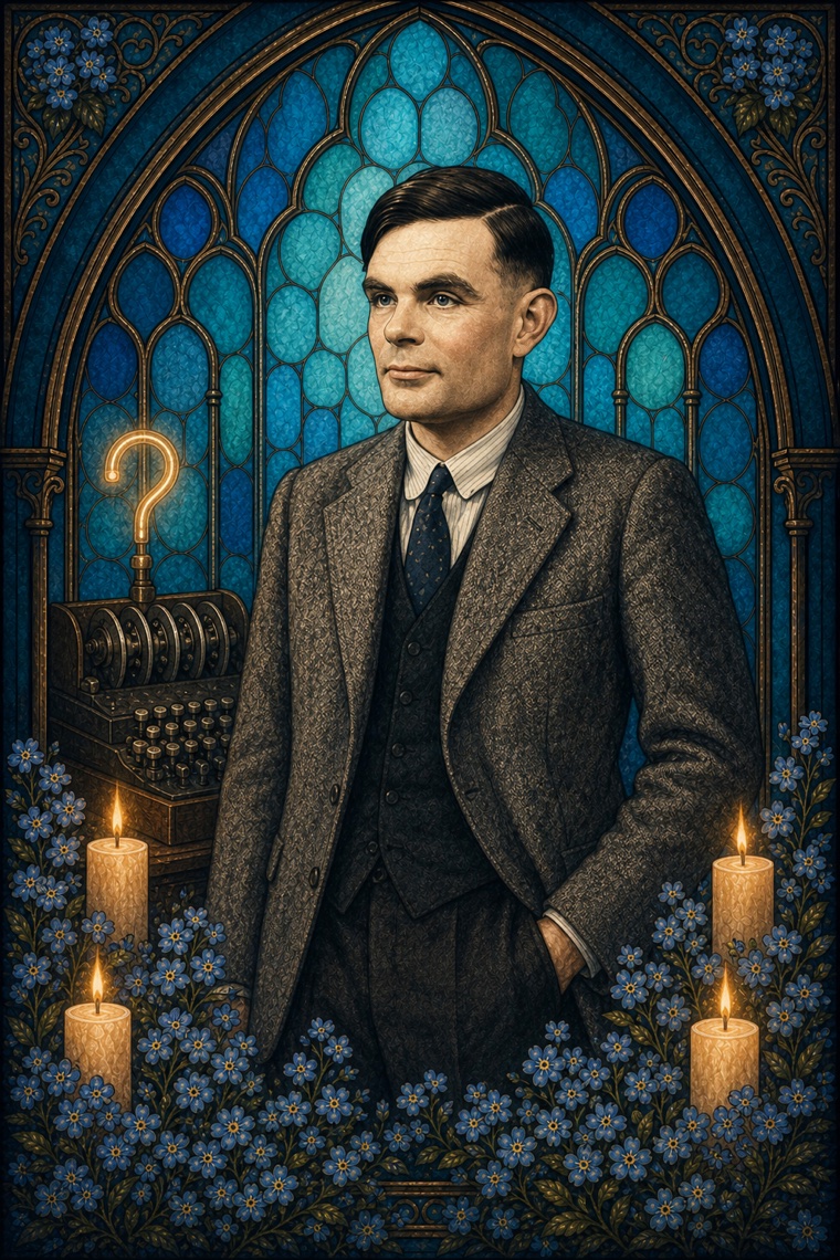 Alan Turing — stained-glass portrait