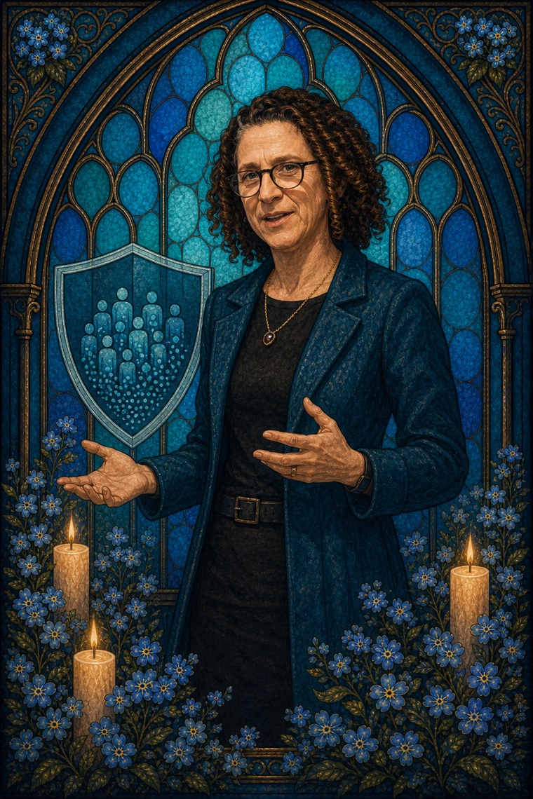 Cynthia Dwork — Y2K stained-glass portrait