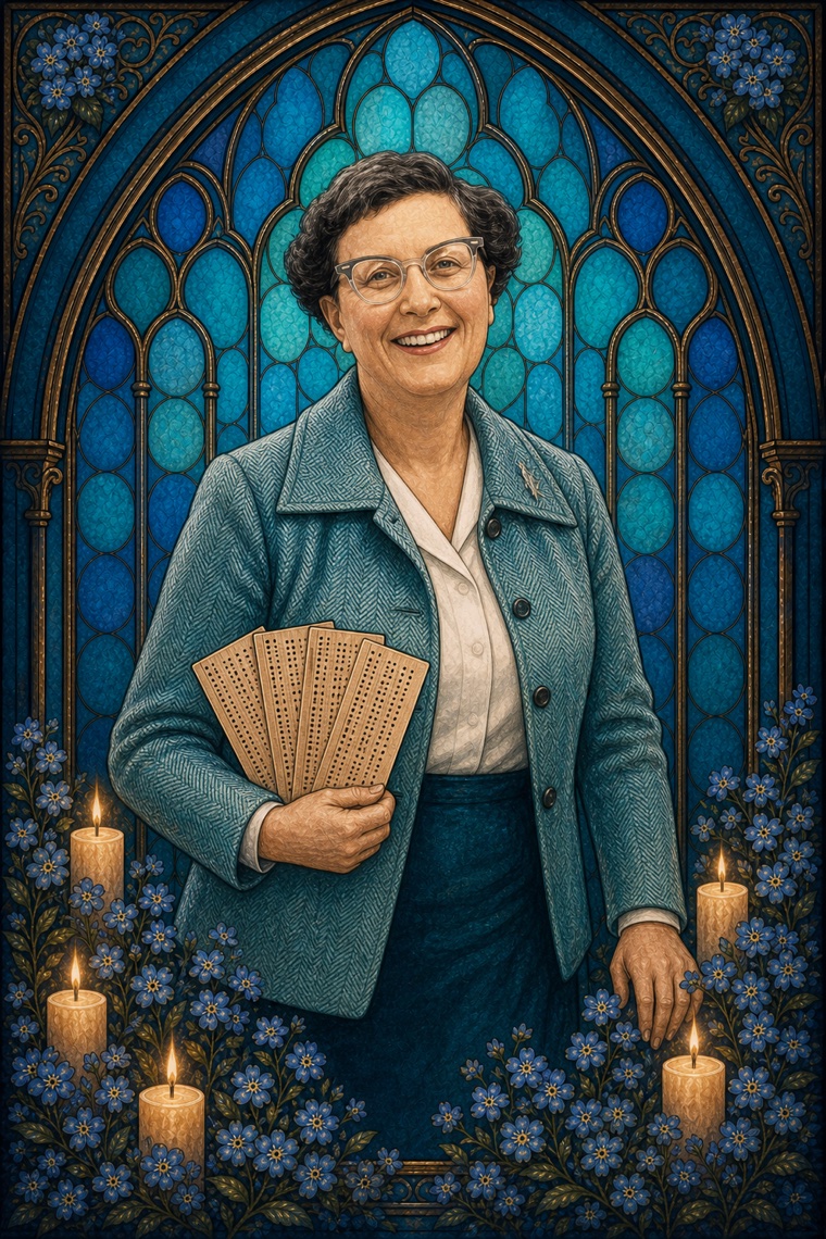 Jean Sammet — Y2K stained-glass portrait