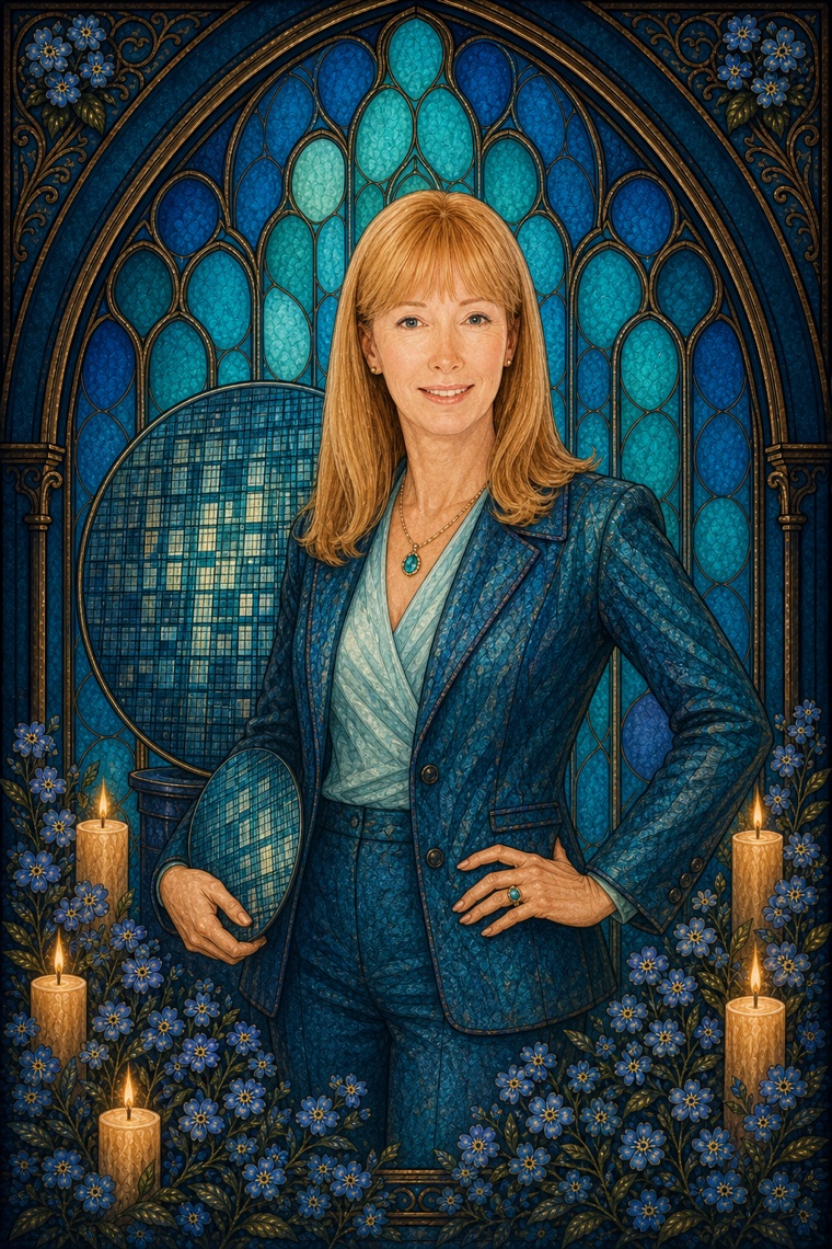Lynn Conway — Y2K stained-glass portrait