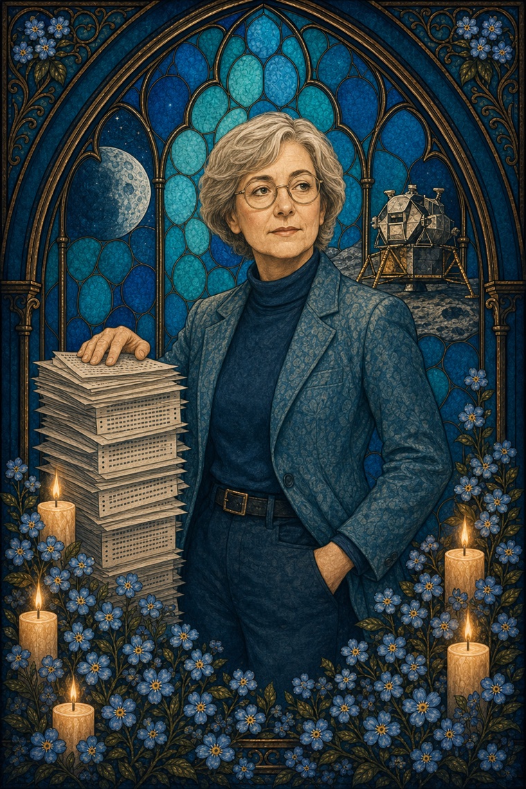 Margaret Hamilton — Y2K stained-glass portrait