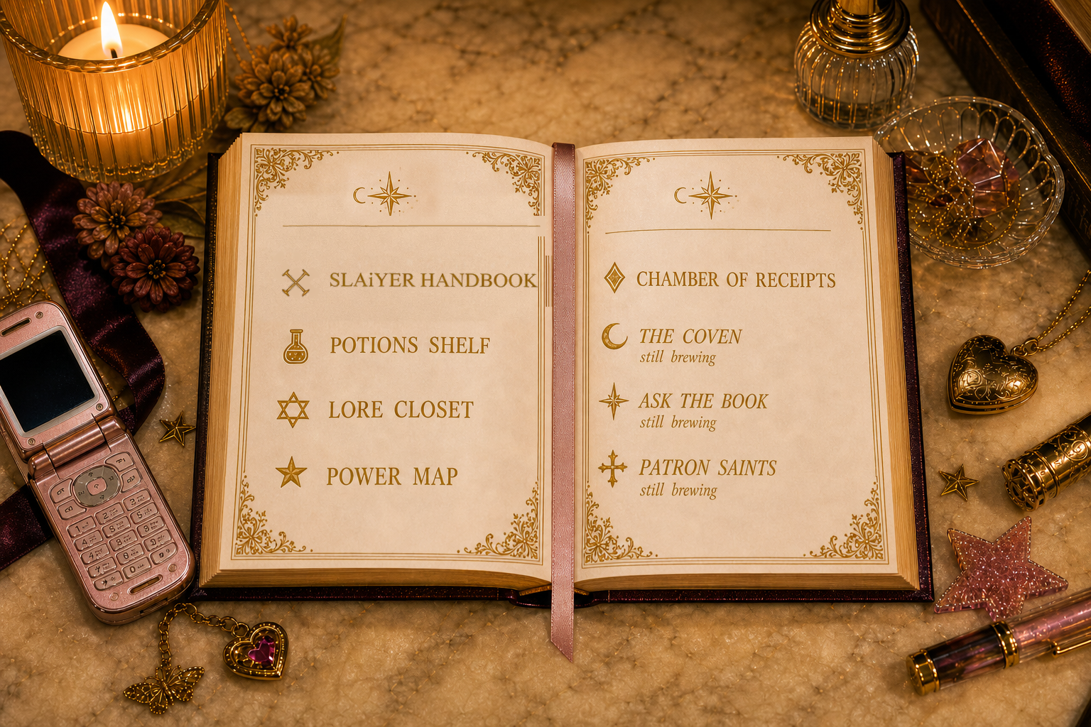 The LAiDIES Grimoire, open.