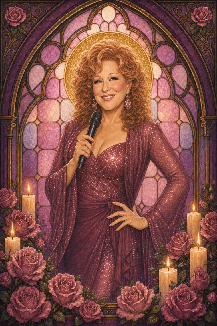 Bette Midler — Y2K stained-glass portrait