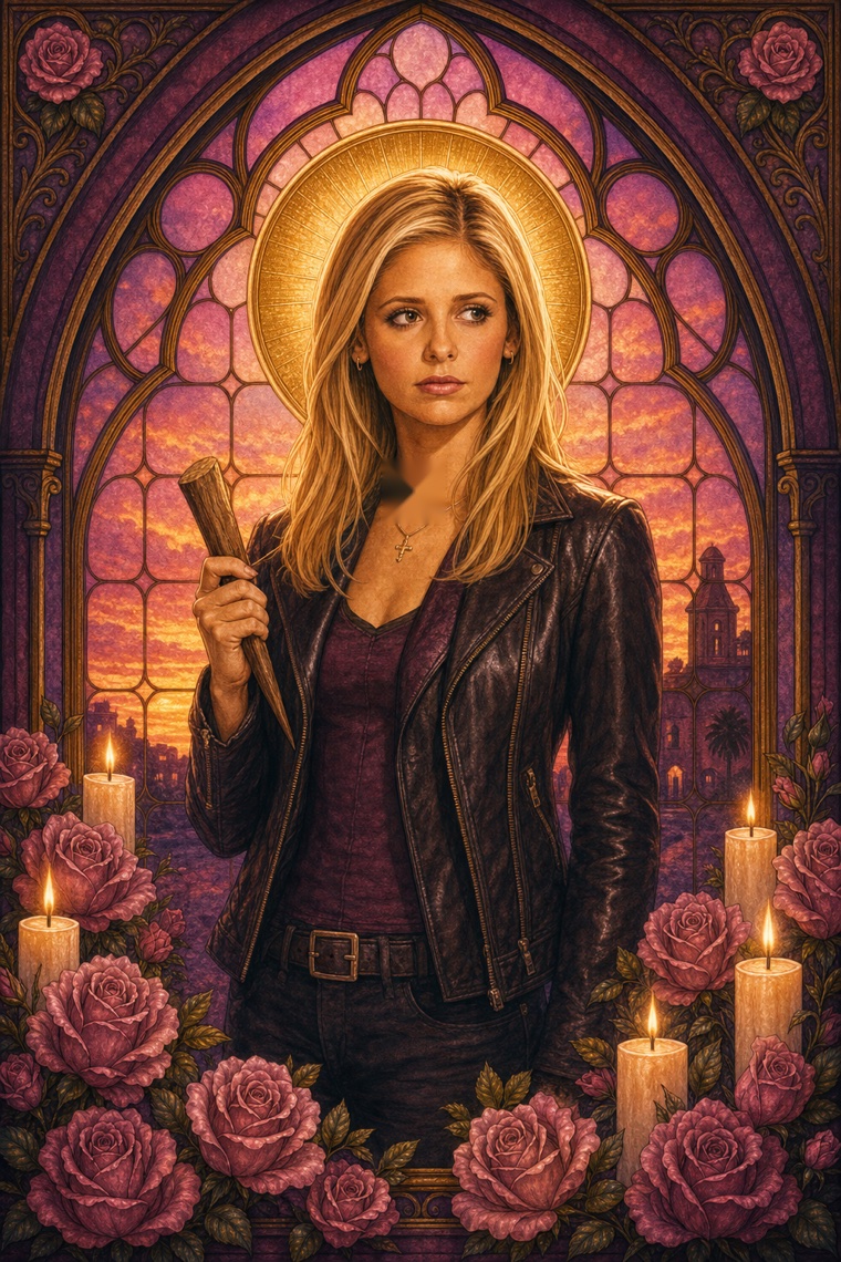 Buffy Summers — Y2K stained-glass portrait