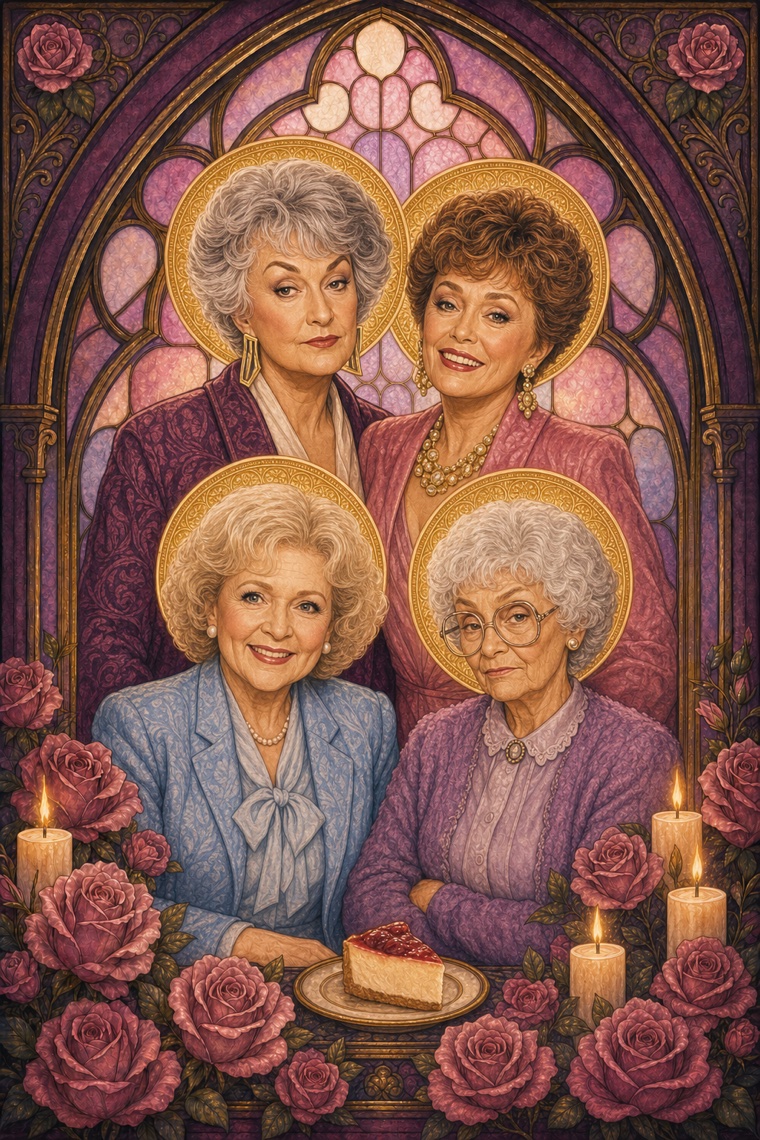 The Golden Girls — Y2K stained-glass portrait