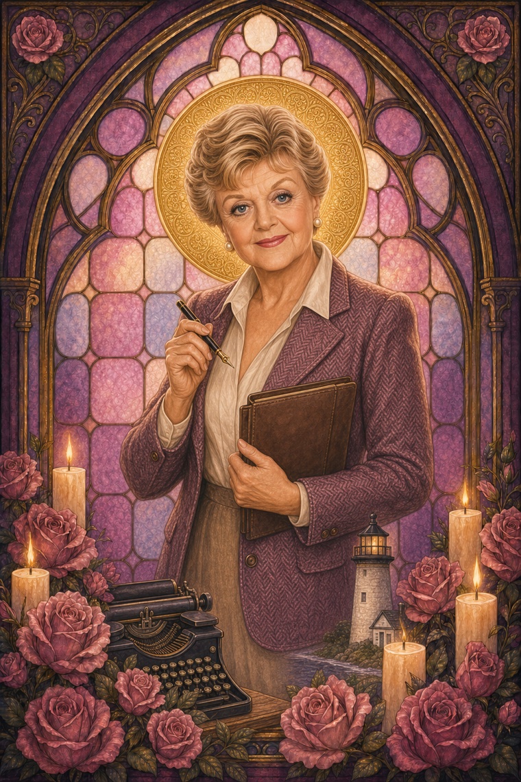 Jessica Fletcher — Y2K stained-glass portrait