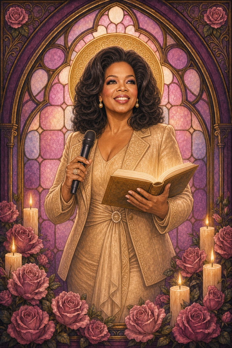 Oprah Winfrey — Y2K stained-glass portrait