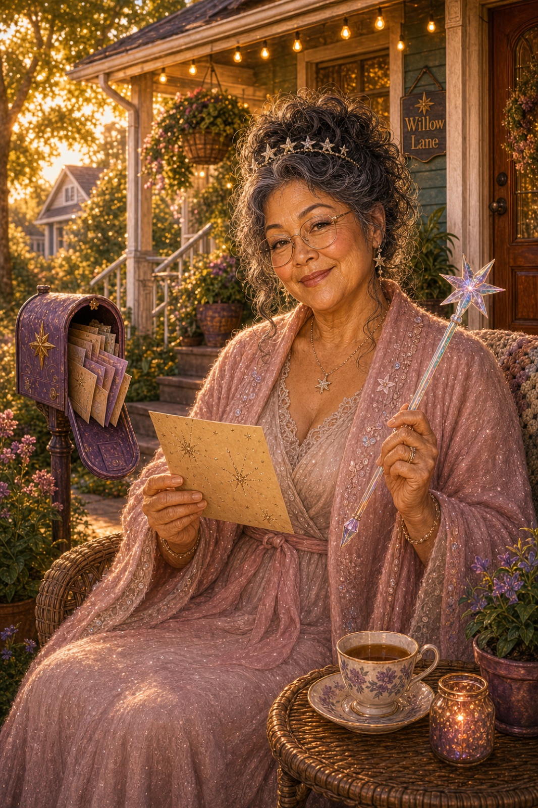 LAiDIES FAiRY GODMOTHER portrait with pink sparkle styling
